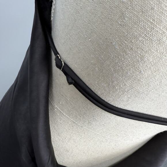 Mogidol Italian Summer Tie Neck Sleeveless Dress Black Satin size Medium NEW - Picture 12 of 15